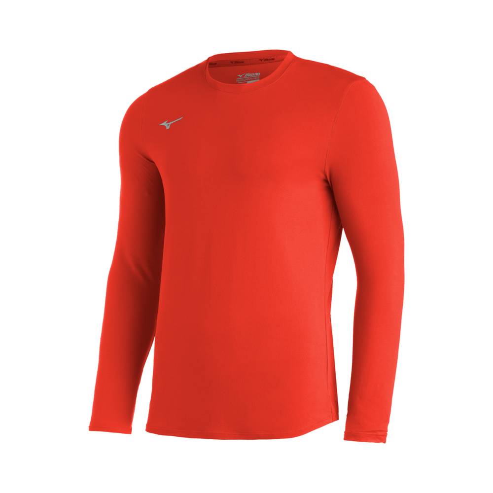 Mens Mizuno Comp Diamond Long Sleeve Crew Baseball Shirt Orange Philippines (KIGVPY428)